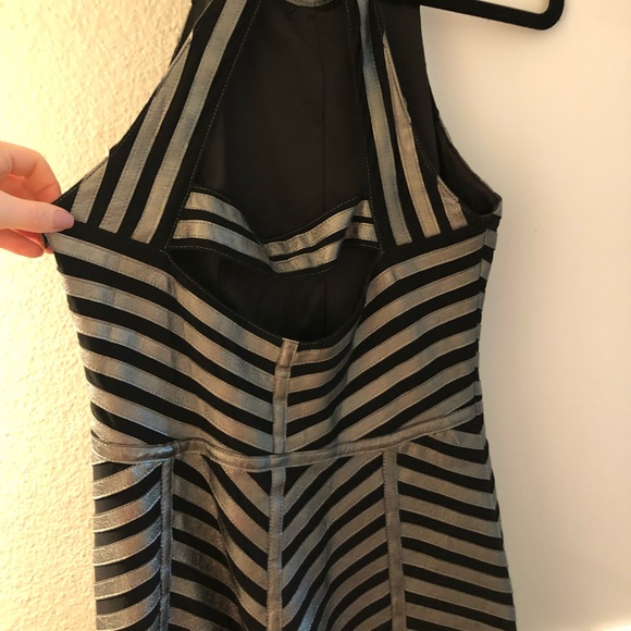 Parker Silver Lamb Leather Halter Mini Dress, S - Picture 5 of 8